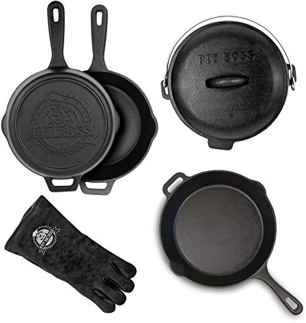 PIT BOSS 6-teiliges Starter-Set aus Gusseisen, Schwarz