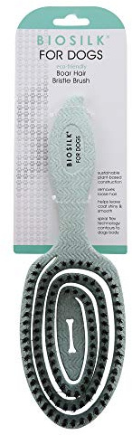 BioSilk for Dogs Eco-Friendly Boar Hair Bristle Brush in Mint Green | Easy to Hold Ergonomic Handle Dog Brush for Shedding | Best Pet Brush for Dog Grooming