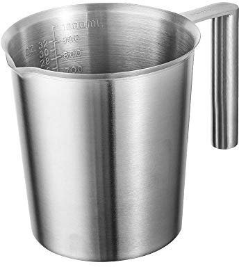 Messbecher Edelstahl 1L Milchkännchen aus Edelstahl Messkanne mit Maßeinheiten & Griff Metallkännchen Spülmaschinenfest
