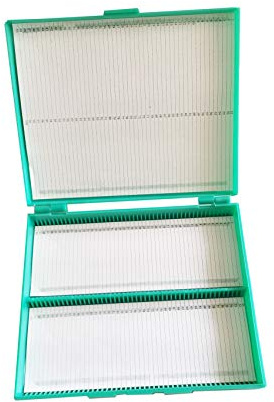 MUHWA Scientific Aufbewahrungsbox für Mikroskope, Kunststoff, 100 Plätze, Grün