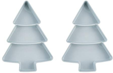 DOITOOL 2Pcs Snack Appetizer Trays Christmas Tree Shape Dessert Serving Dishes Snack Platter Christmas Serving Tray Fruit Cheese Dessert Tray Plate for Christmas Holiday Party - Light Blue