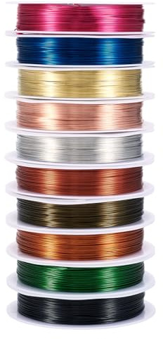 Beadthoven 10 rullar 24 Gauge/0,5 mm fläckbeständig, koppartråd blandad färg 90 m böjbara smycken pärlor bara metalltrådar för smyckestillverkning blommig skulptur hantverk 9 m/rulle