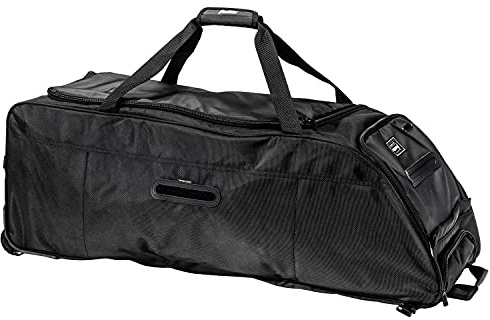 Franklin Sports Traveler Roller – Baseball und Softball – Ausrüstungstasche – Fach – Schwarz – 1680D Polyester – wasserabweisend – Schwarz, Schwarz, L, Haltbarkeit