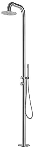 Sined PULA Trädgårdsdusch i 316 stål med dusch H 230 cm, Satin Inox