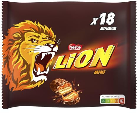 Lion Mini - Barres Chocolat Céréales Croustillantes - Sachet de 350g | Pause gourmande avec ces barres de céréales au caramel fondant - Format familial pratique pour le partage en famille