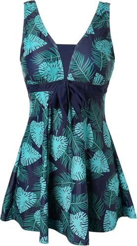 Ecupper Badeanzug Damen Elegant Einteiliger Badeanzug Mit Brustpolster Badeanzugkleid Baderock