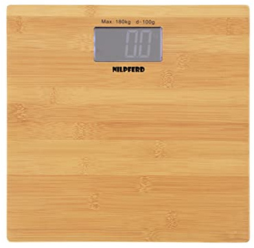Hippo Digitale Personenwaage Bambuswaage Digital waage personenwaage bis 180 kg/100 g mit LCD-Display Hochpräzise Sensoren Step-on mit Hintergrundbeleuchtung Körperwaage digital Batterien inkl.