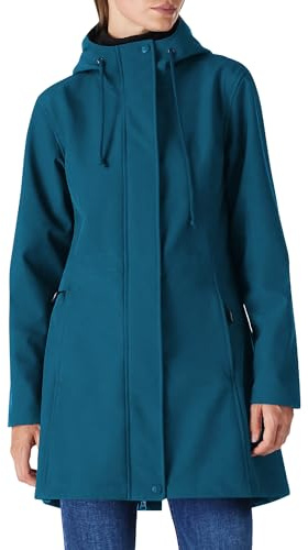 Damen Regenjacke Lange Softshelljacke mit Kapuze Frauen Übergangsjacke Regenmantel Gefütterte Funktionsjacke Wasserdichte Windbreaker Wanderjacke Atmungsaktive Outdoorjacke für Wandern Keramikblau M