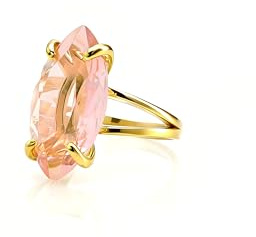 Marquise Lustrée en Morganite - Bague pour Femme Faite à la Main - Bague Marquise Personnalisable, Bague Fashion Cocktail, Bague Cadeau Pierre de Naissance - avec Boîte Fantaisie
