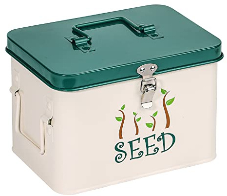 webake Saatgutaufbewahrungsbox mit Deckel Saatgut Aufbewahrungsbox Samen Dose Garten Samen Behälter mit Trennwänden, 22,5 x 17 x 15,5 cm