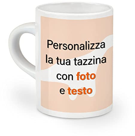 PHOTOCITY Tazzina caffè personalizzata bianca in ceramica - Tazzina da caffè personalizzabile con foto e testo