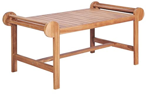 Makastle Gartentisch Beistelltisch Garten Holztisch Balkontisch Couchtisch Sofatisch aus Massiv, Outdoor Gartenmöbel Loungetisch Kaffeetisch Terrassentisch, 100 x 50 x 45 cm Teak Massiv