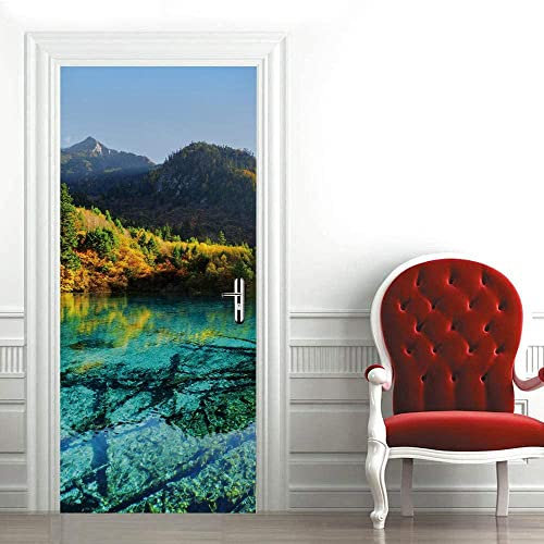 Türtapete Selbstklebend Türfolie Türposter 3D Wunderschöner Natürlicher Seeblick Selbstklebender Türaufklebervinyl Folie Türdeko Tapete Wandbild Türaufkleber Schlafzimmer Haus Dekoration Wohnzimmer K