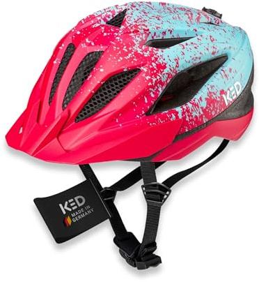 Street Jr Pro Kinder- und Jugend-Fahrradhelm mit LED Rücklicht, 300g, Made in Germany, Maxshell-Technologie, K-FIT Anpassung, Pink Iceblue matt, 53-58 (M)