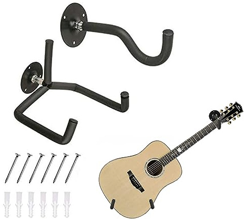 Wilsonzin Colgador De Montaje En Pared De Guitarra Soporte De Gancho De Guitarra Accesorios para Perchas De Exhibición De Guitarra para bajo, mandolina, banjo, violín, ukulele, etc.2 piezas