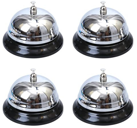 Sporgo 4 Stück Tischglocke: Tischklingel mit Knackigem Klingeln Edelstahl, Rezeptionsklingel Glocken Rezeptionsglocke Schiffsglocke für Restaurants Hotels Bars Küche