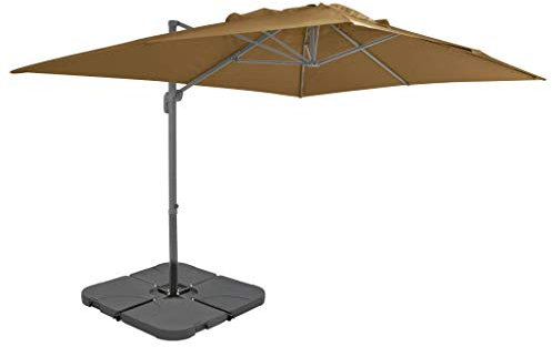 LAPOOH Sombrilla de jardín con base portátil gris topo, Parasoles De Jardin, Sombrilla Piscina, Sombrilla Terraza Exterior, Parasol Playa, Sombrillas Para Jardin - 276349