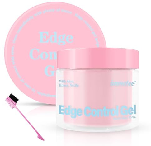immetee Gel per il controllo dei bordi con spazzola, gel per lo styling dei capelli Flyaway Hair Tamer, gel per il controllo dei bordi per i capelli afro (100g, 3.52 oz.) (Rosa-Anguria)