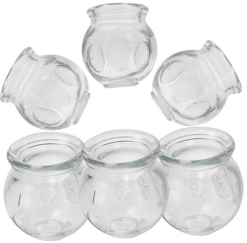 SOESFOUFU 6 Pcs Glass Cupping Therapy Set Vacuum Massage Cups for Back Body and Facial Use Suction Cups for Home Massage Manual Tools for Adults