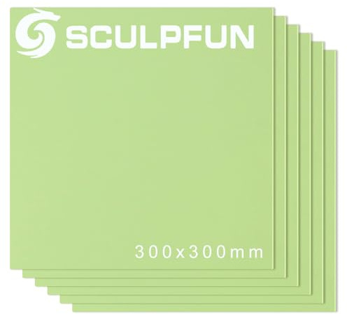 sculpfunDIY 6 Stück lasergravierte MDF-Platten, beidseitig Grün 3 mm stark, 300 x 300 mm, zum Gravieren, Beschriften, Bemalen und Dekorieren Geeignet für Lasergraviermaschinen, CO2-Schneidemaschinen
