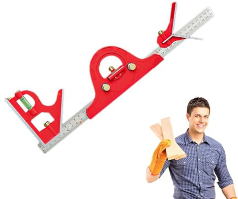 Kombinationswinkel 40,6 cm | Professionelles Markierungslineal 40,6 cm | Verstellbares Gleitkombinationswinkel Lineal Winkelmesser Niveaumessset