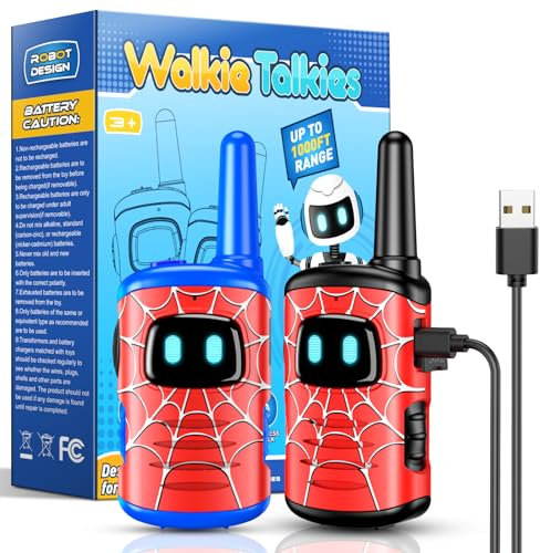 Spider Walkie Talkie Kids, Toyokid Outdoor Toys for 4 5 6 Year Old Boy Girl Gift for 3-12 Year Olds Boys Toy Age 3 4 5 6 7 Rechargeable Walkie Talkies for Kids Toys Garden Birthday Presents