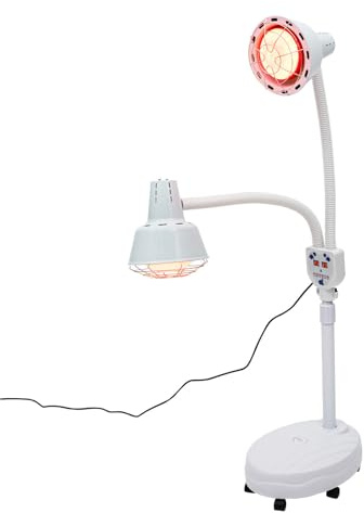 Vielrosse 275W Infrarotlampe, Doppelkopf 360 Grad Verstellbare Infrarot-Therapie-WäRmelampe mit Fernbedienung, Rotlichtlampe für Behandlung Von ErkäLtungen Und Muskelverspannungen