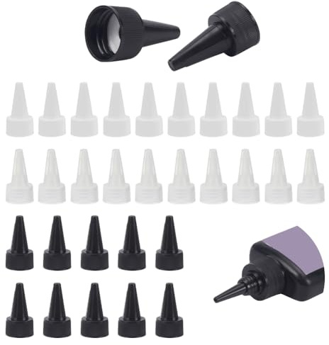 PLIGREAT 60 Pcs Spike Cover Replacement Glue Bottle, Plastic Squeeze Bottle Cap Glue Bottle Caps Pointed Mouth Lid Replacement for Condiment Bottle, Dispensing Bottle Caps Salad Bottle Paint Bottle