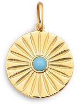 SINGULARU - Charm Solei Turquesa. Latón con Acabado en Baño de Oro de 18kt. Colgante con Detalles Piedras Naturales. Cierre Asa. Joyas para Mujer