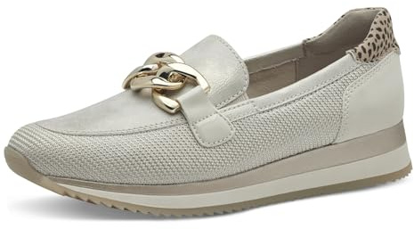 Jana Mocassins Femme élégants Vegan, Beige/Gold, 40 EU