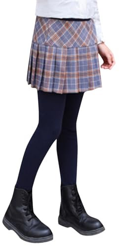 Mädchen Kleider Modische Schöne Freizeitkleider Kleinkind-Mädchen-Hosenrock, fußlose Leggings mit kariertem Rock, Kinderkleidung, Hosen Mädchen Kleider Hochzeit Einschulung Festlich (Grau, 5-6 Years)