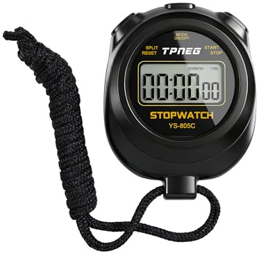 TPNEG Chronomètre simple – Facile à utiliser, à installer, à lire et à transporter – Grand écran – Marche/arrêt, pile AAA, pas de bip horaire – Idéal pour les enfants, l'athlétisme, le sport, la salle