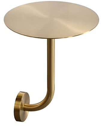 IONAZQTWW Theken-Bistro-Pub-Tische, Kleiner Wandtisch, moderner runder Cocktail-Beistelltisch mit L-förmigem Metallsockel, einfach zu montieren, Titan-Edelstahl (Größe: Durchmesser 40 cm (15,7 Zoll))