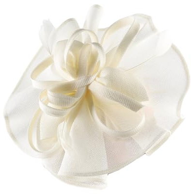 SLXLYH Teaparty Fascinator, Hut-Haarspange für Party, Hochzeit, Damen, Netz, Blume, Fascinator, Haarnadel, Beige