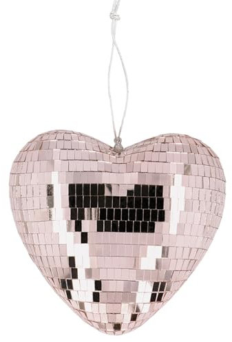 Boland - Palla da discoteca a cuore lucida, 19 cm, decorazione per festa a tema disco fever, decorazione da appendere per matrimonio o Capodanno
