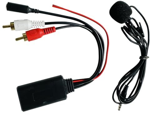 Module auxiliaire Bluetooth 2 RCA avec microphone mains libres 12 V Aux Bluetooth 5.0 Adaptateur Module récepteur de musique Kit de voiture avec 2 entrées RCA audio auxiliaire pour autoradio
