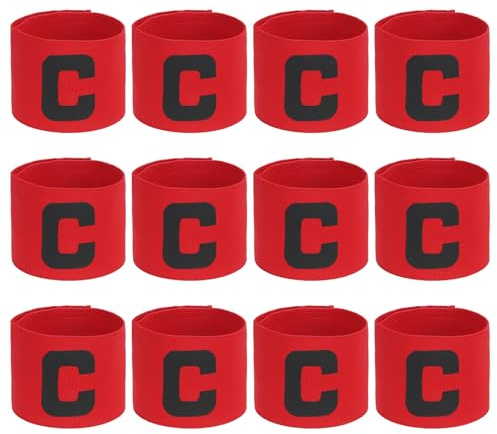 PATIKIL Banda de Capitán de Fútbol, 12 Pcs Brazalete para Fútbol Banda de Brazo de Capitán Elástica para Capitán de Deportes para Entrenamiento de Equipo de Fútbol Juvenil Adulto Rojo