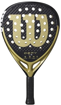 Wilson Racchetta da Padel Defy LS V1, Offre Un Effetto Dinamico e una Sensazione Confortevole, Telaio Leggero e Design Aerodinamico Per una Potenza Esplosiva, Colore: Nero/Oro, Taglia: 2