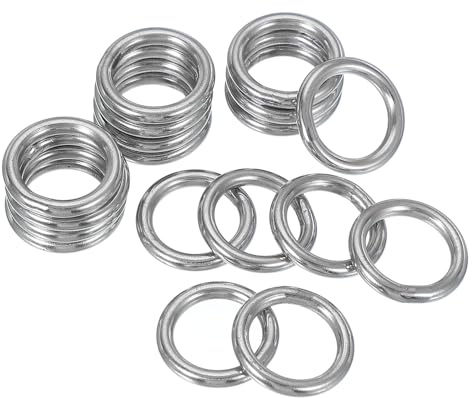 PATIKIL 18 Stück 3x20mm Metall O-Ringe, 304-Edelstahl O-Ring, geschweißte Rundringe, Taschenzubehör, Metallringe, DIY-Zubehör für Gürtel, Nähen, Hundehalsbänder, Karabiner, Gurtbänder