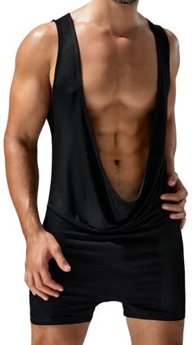 AIEOE Herren Sport Jumpsuit Einteilige Athletic Supporters Ärmellose Muskel Bodysuit Stretch Trainingsanzug M