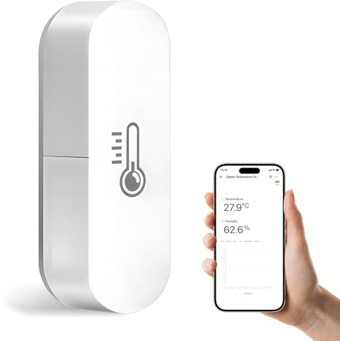 Zigbee Temperatursensor, eWeLink Luftfeuchtigkeitsmesser mit Intelligentem Alarm, Datenspeicherung, Works with Alexa/Google Assistant, Zigbee 3.0 Hub Required