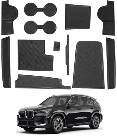 CDEFG Compatibile con BMW X1 U11 2023 2024 2025 Tappetini in gomma antiscivolo per la console centrale, tazza antiscivolo, gomma non scivolosa per auto iX1 X1 U11 Accessori (Nero)
