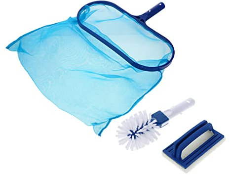 GANAZONO Kit De Limpieza para Piscina Malla Fina Cepillo para Paredes y Fondo Mango Extensible De Secciones Herramienta para Suciedad Piscinas Enterradas y Elevadas