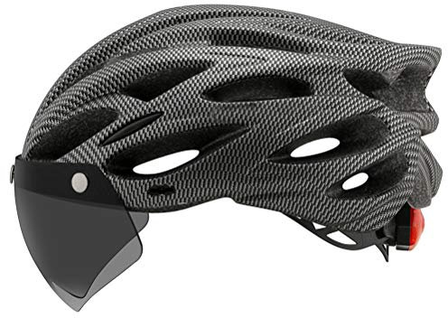 Säkerhetscykelhjälm med Solvisir Bakgrundsbelysning Bakljus, Sportcykelhjälm för Vuxna Män Kvinnor, för, Skridskor, Skoter, och Vägcykel, en Storlek 54-61cm (Grå)