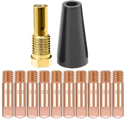 Kit di punte per ugelli senza gas per saldatrice a filo animato, punte di contatto multiuso per saldatrice a filo animato, diffusori di gas per ugelli senza per pistola per, p