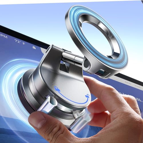 LISEN for Magsafe Car Mount,Vacuum Magnetic Phone Holder for Cars,[95% Increase Mag&Adh] Interior Car Accessories Mobile Phone Holder Suction Mount for iPhone 17 Pro Max, Gifts Men Women