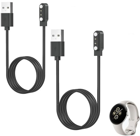 TASSFROO 2 PCS Chargeur Montre Connectée, Chargeur de Montre Magnétique Montres connectées Accessoires Universel Cable USB 2 Broche Remplacement Adaptateur (Espacement des contacts: 2.84mm)