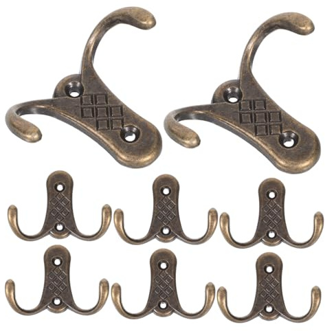 BAZEITFLOW 8 Pezzi Ganci da Parete in Zinco Vintage Appendini Doppi Resistenti per Asciugamani Accappatoi e Cappelli Montaggio Facile per Bagno Cucina e Armadio
