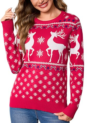 Litherday Maglione Natalizio Donna Maglioni di Natale Brutti Maglione Invernale Caldo Pullover Maglia Natale Donna Renna