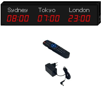 Horloge mondiale à fuseaux horaires, grande horloge numérique à LED, horloge mondiale multi-fuseaux horaires, pour hôtels, usines, centres commerciaux et sites de compétition, 2-rouge et blanc-3 vil